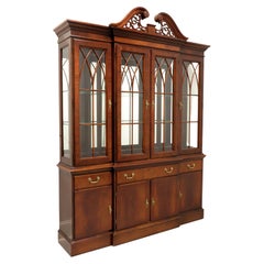 Vintage ETHAN ALLEN Inlaid Mahogany 18th Century Collection Breakfront China Cabinet