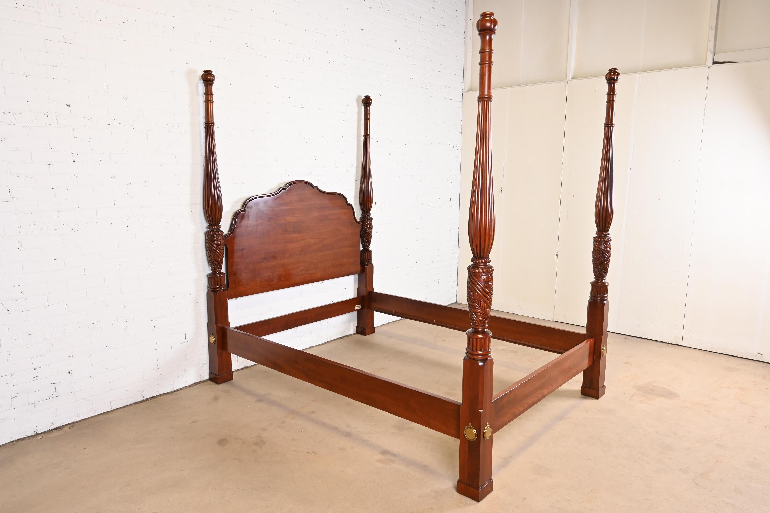 American Ethan Allen Knob Creek Collection Georgian Cherry Wood Queen Size Poster Bed