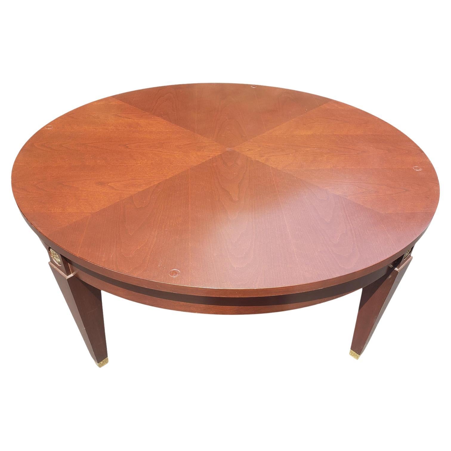 Ethan Allen Mahogany Glass Top Coffee Table