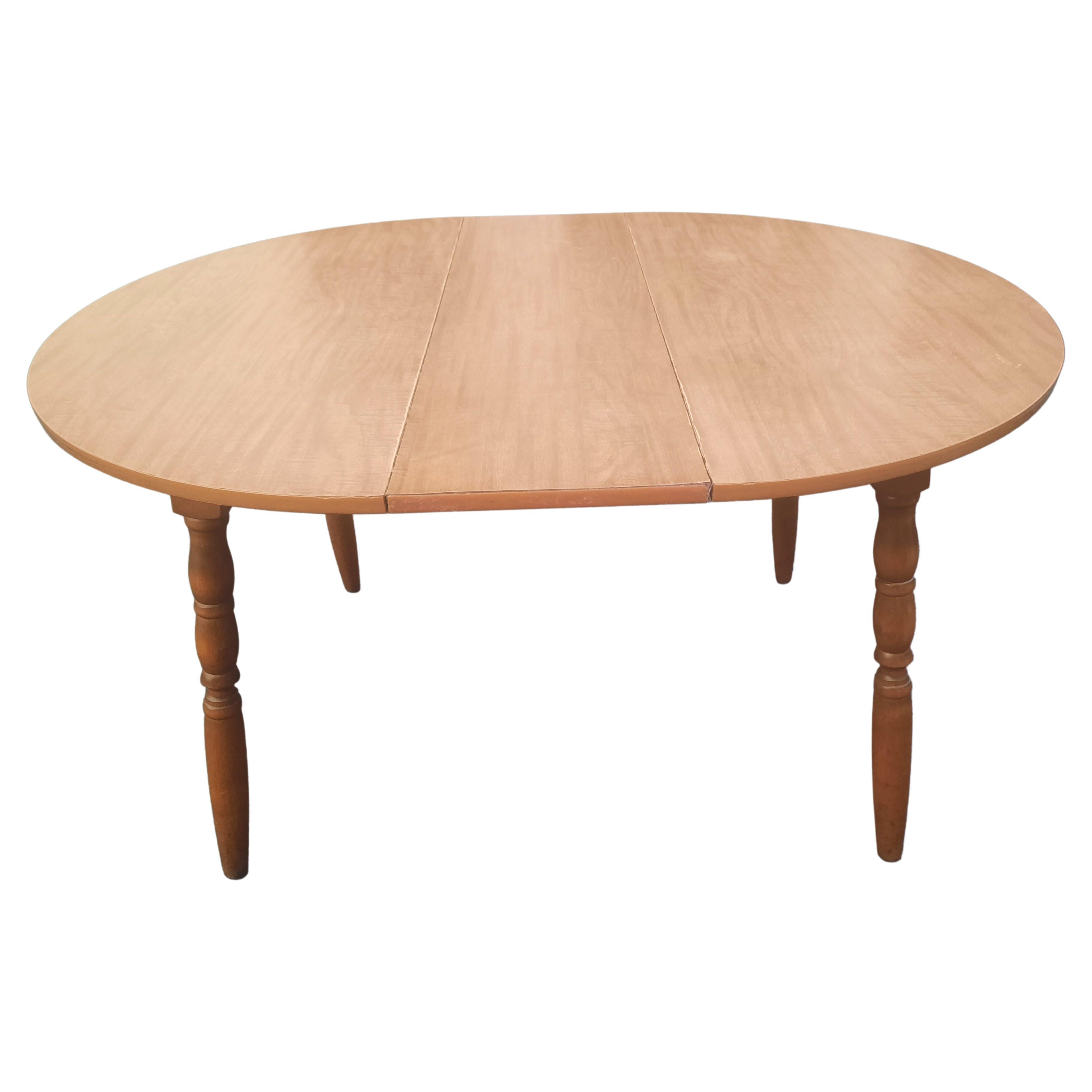 Ethan Allen Maple Formica Top Round / Oval Table With 12
