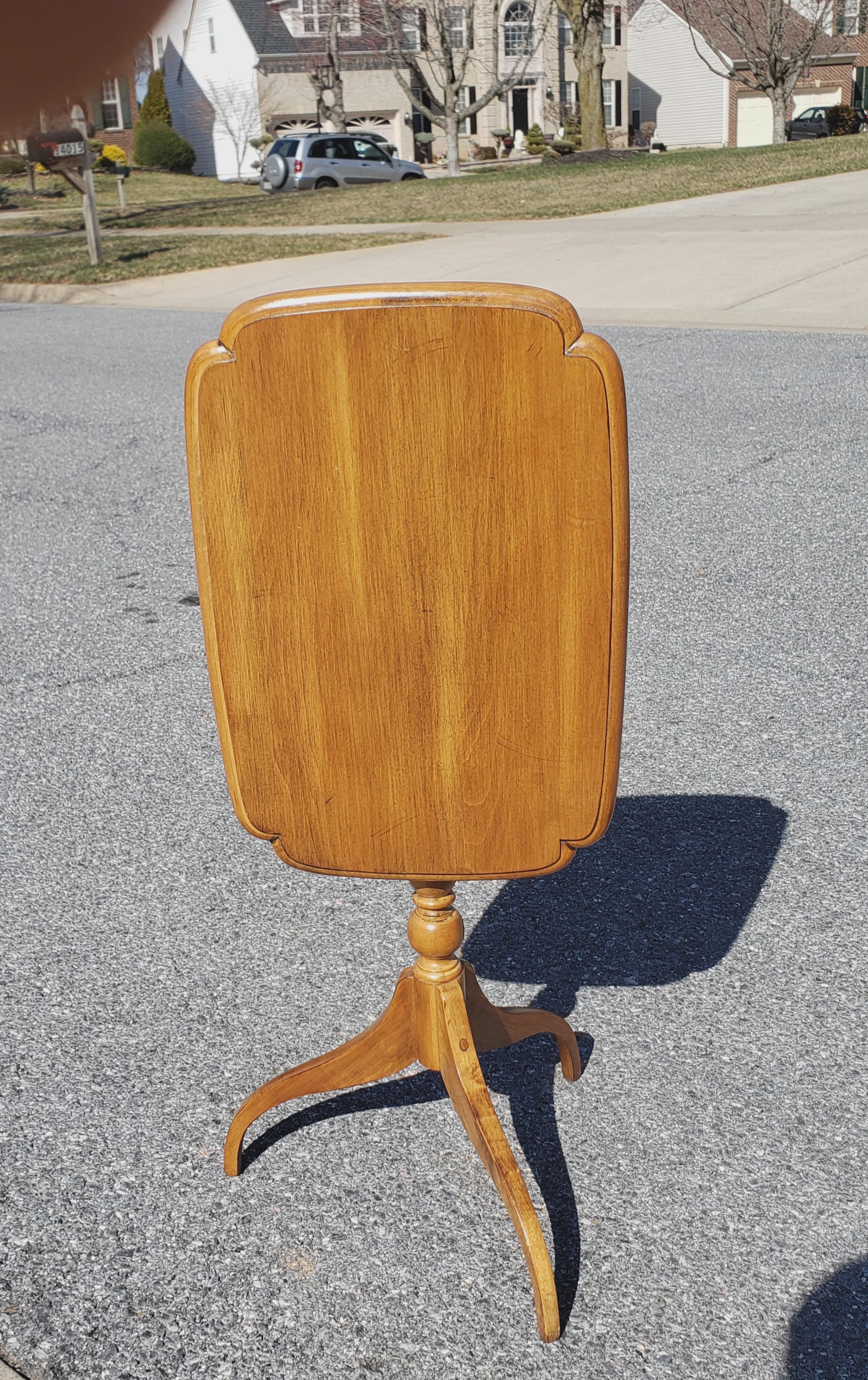 Mid-Century Modern Ethan Allen Maple Spider Feet Tilt-Top Tray Side Table