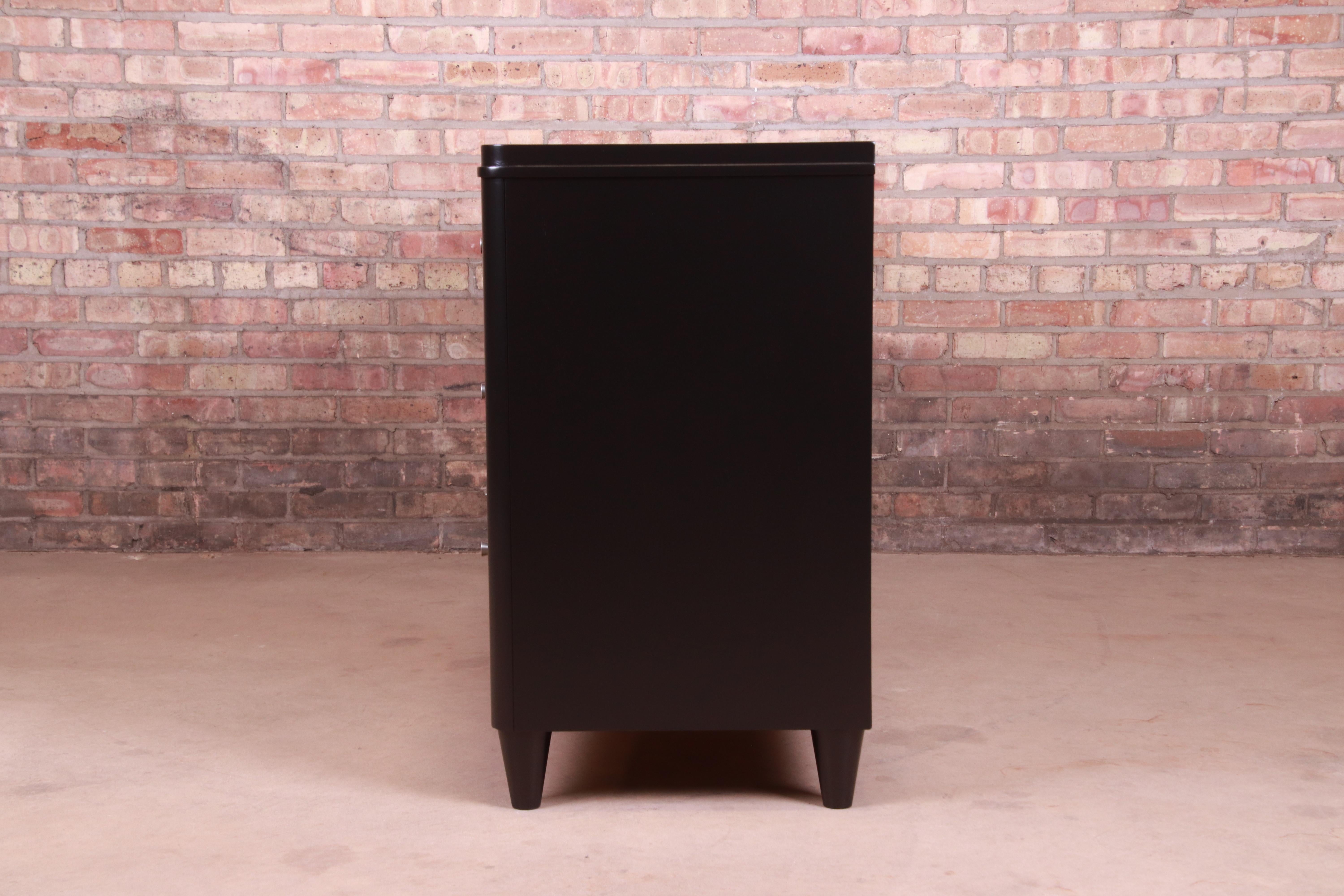 Ethan Allen Modern Black Lacquered Six-Drawer Dresser or Credenza, Refinished 7