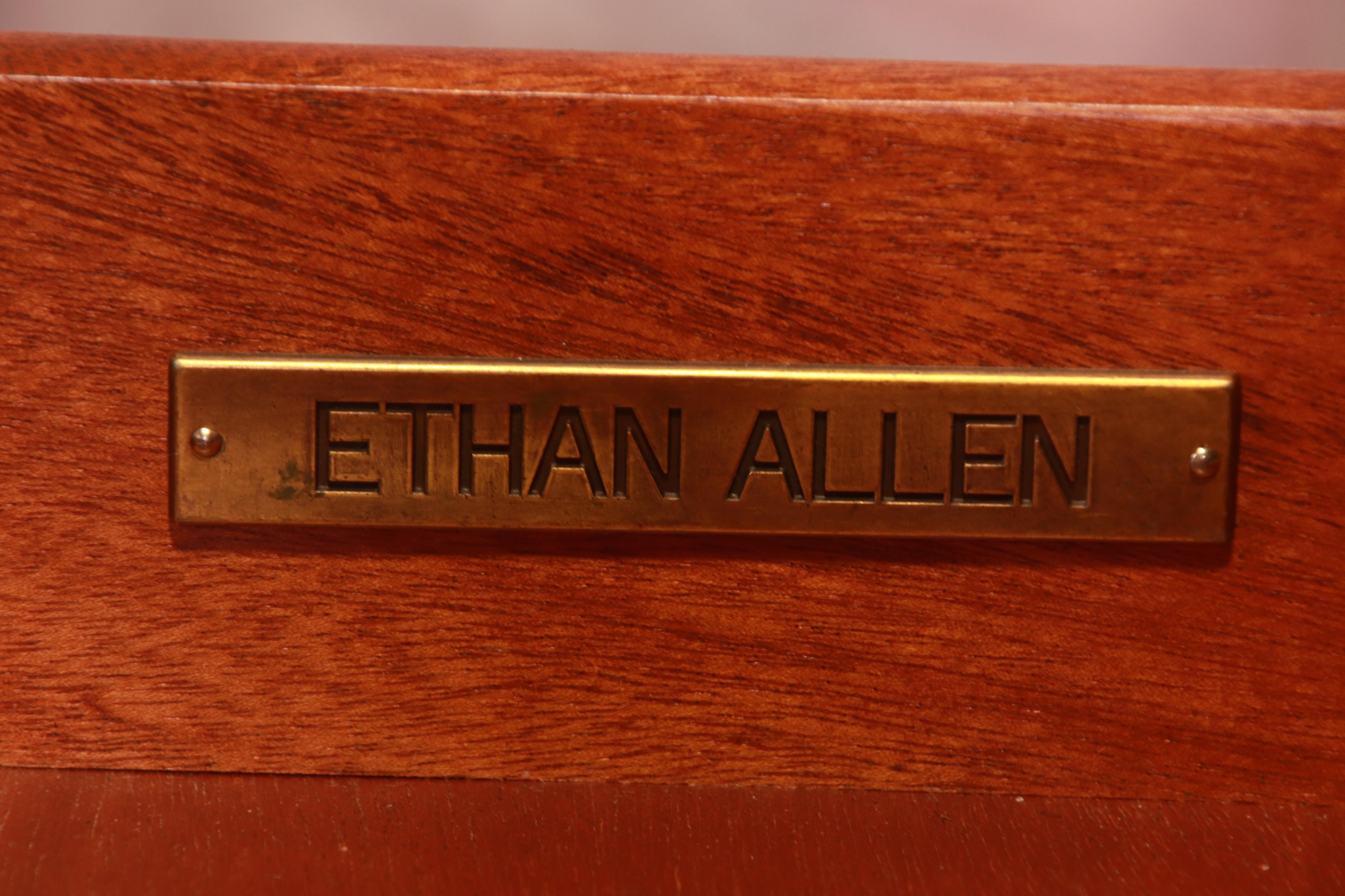 Ethan Allen Modern Walnut Three-Drawer Nightstand or Side Table 4