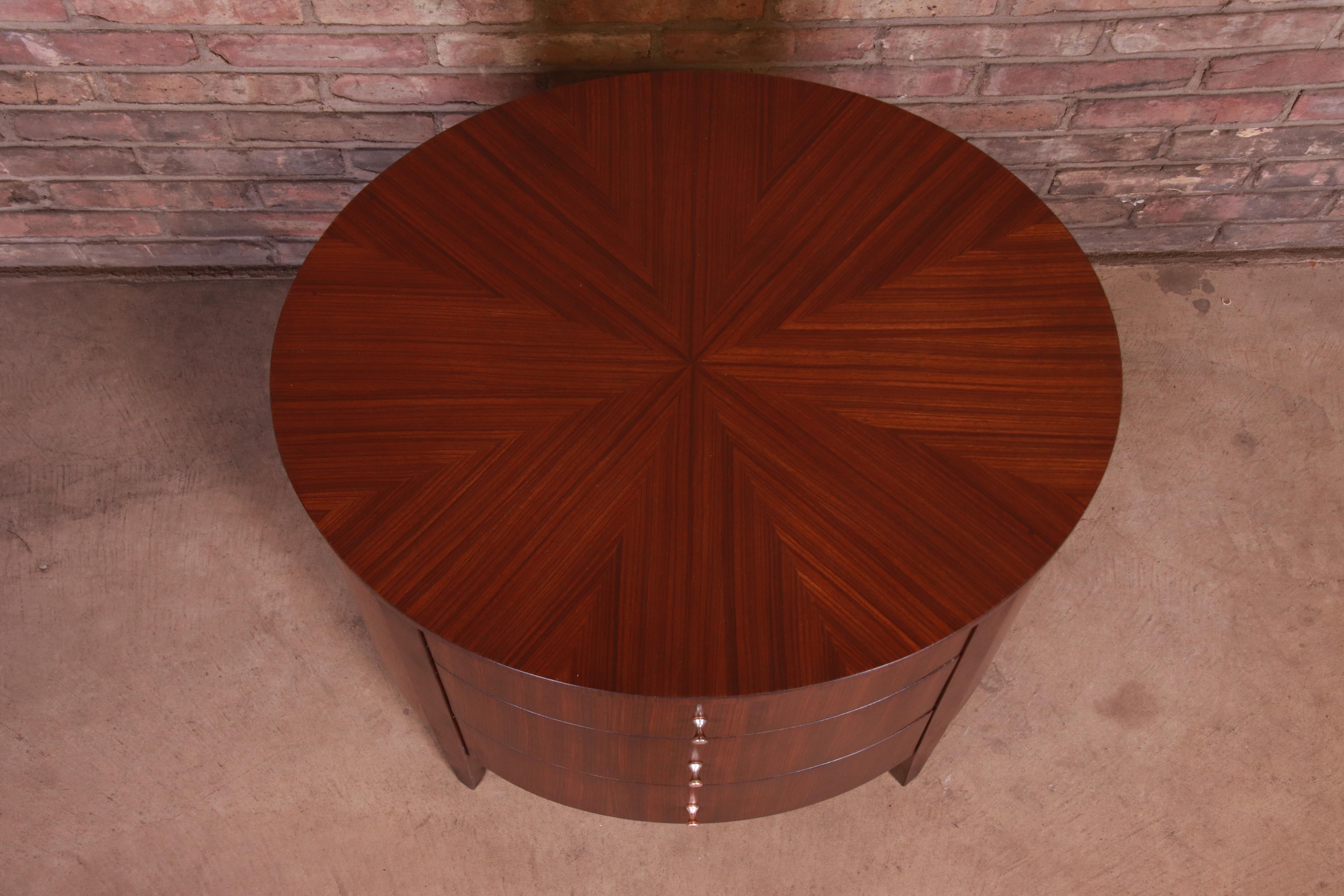 Ethan Allen Modern Walnut Three-Drawer Nightstand or Side Table 1