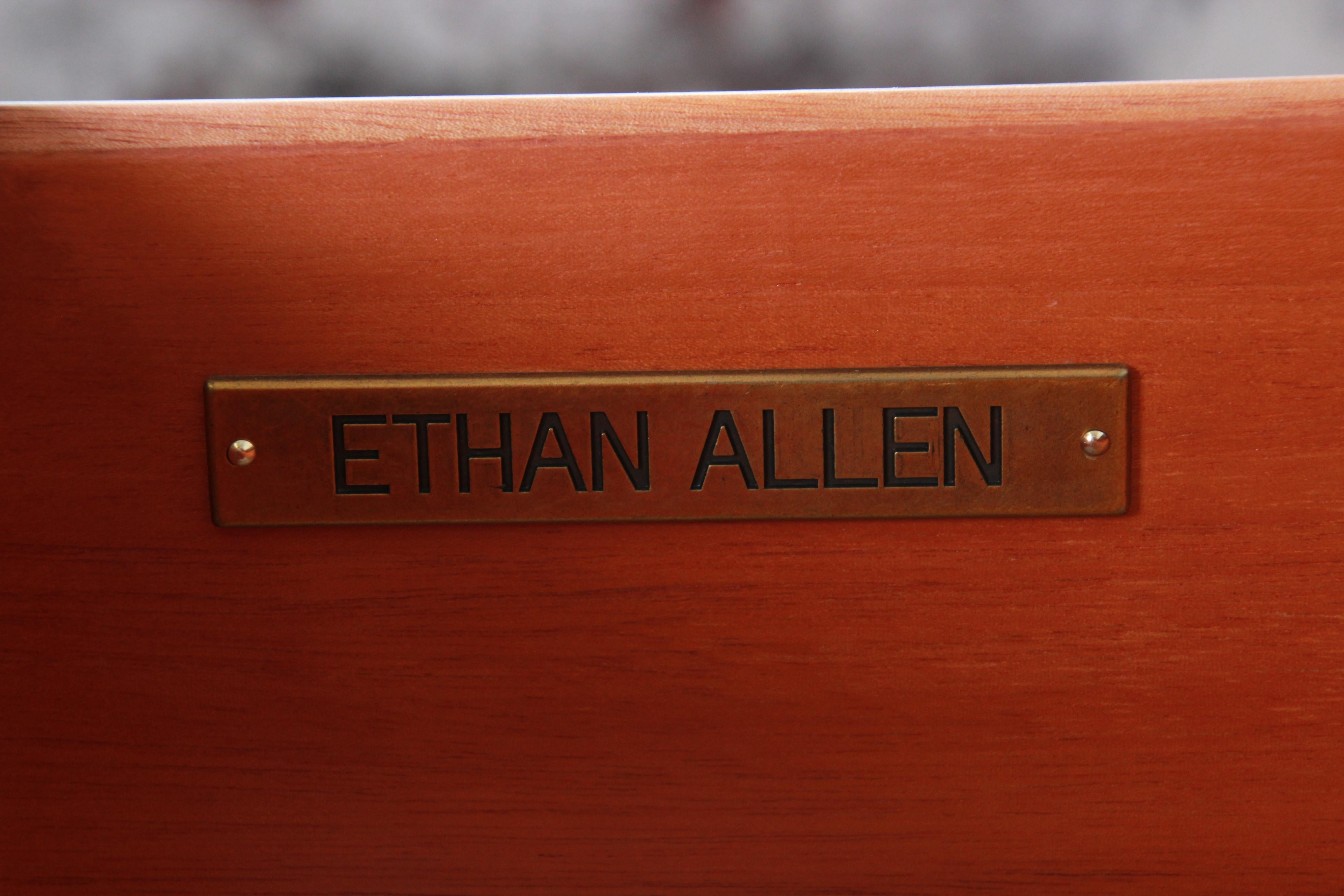 Ethan Allen Modern Walnut Triple Dresser or Credenza 7