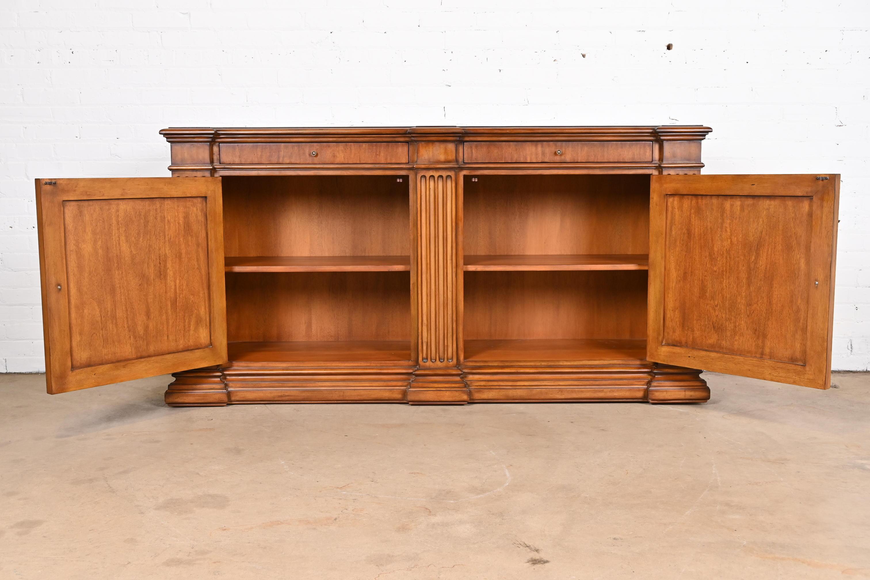 Ethan Allen Neoclassical Walnut Inlaid Marquetry Sideboard or Bar Cabinet 1
