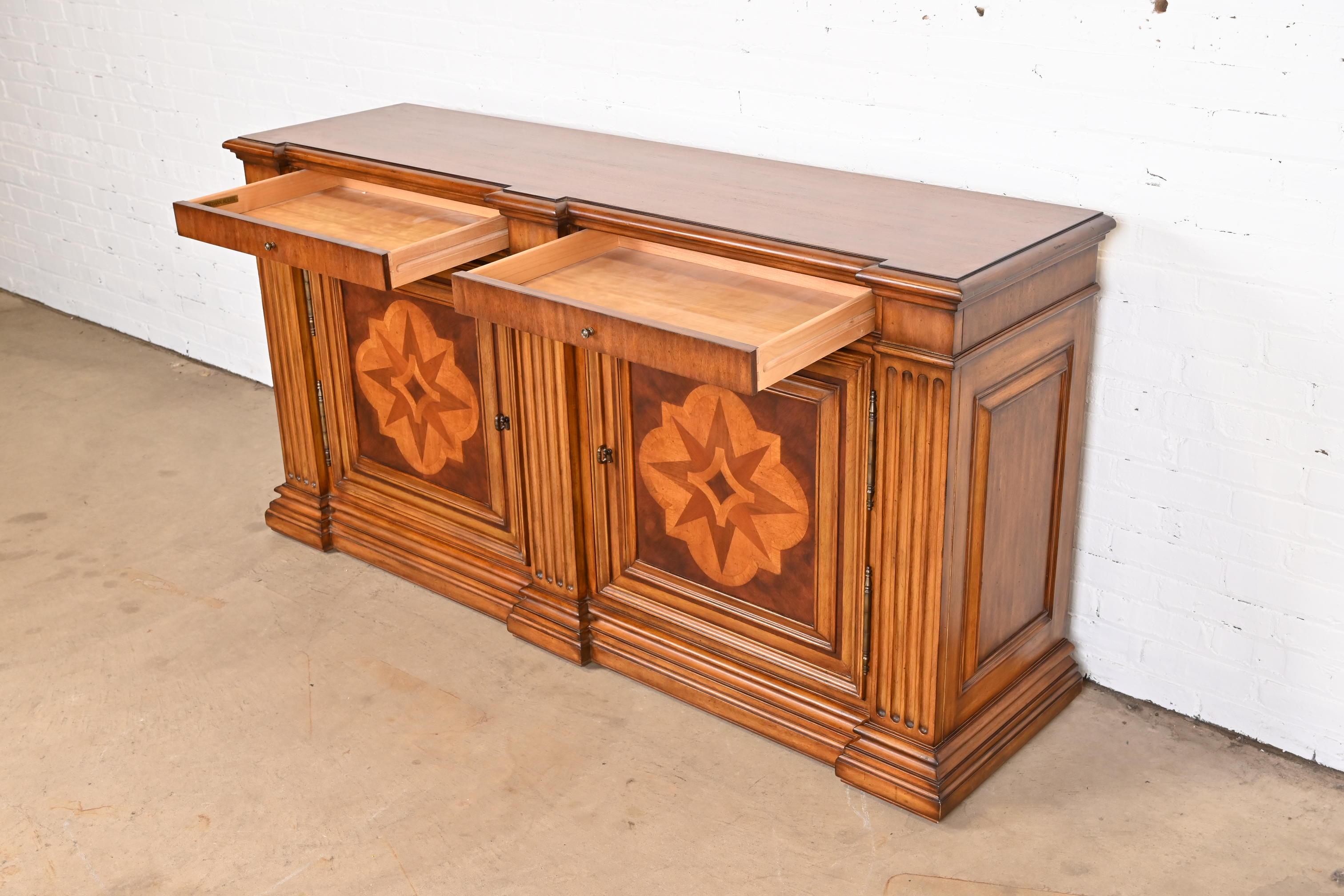 Ethan Allen Neoclassical Walnut Inlaid Marquetry Sideboard or Bar Cabinet 2