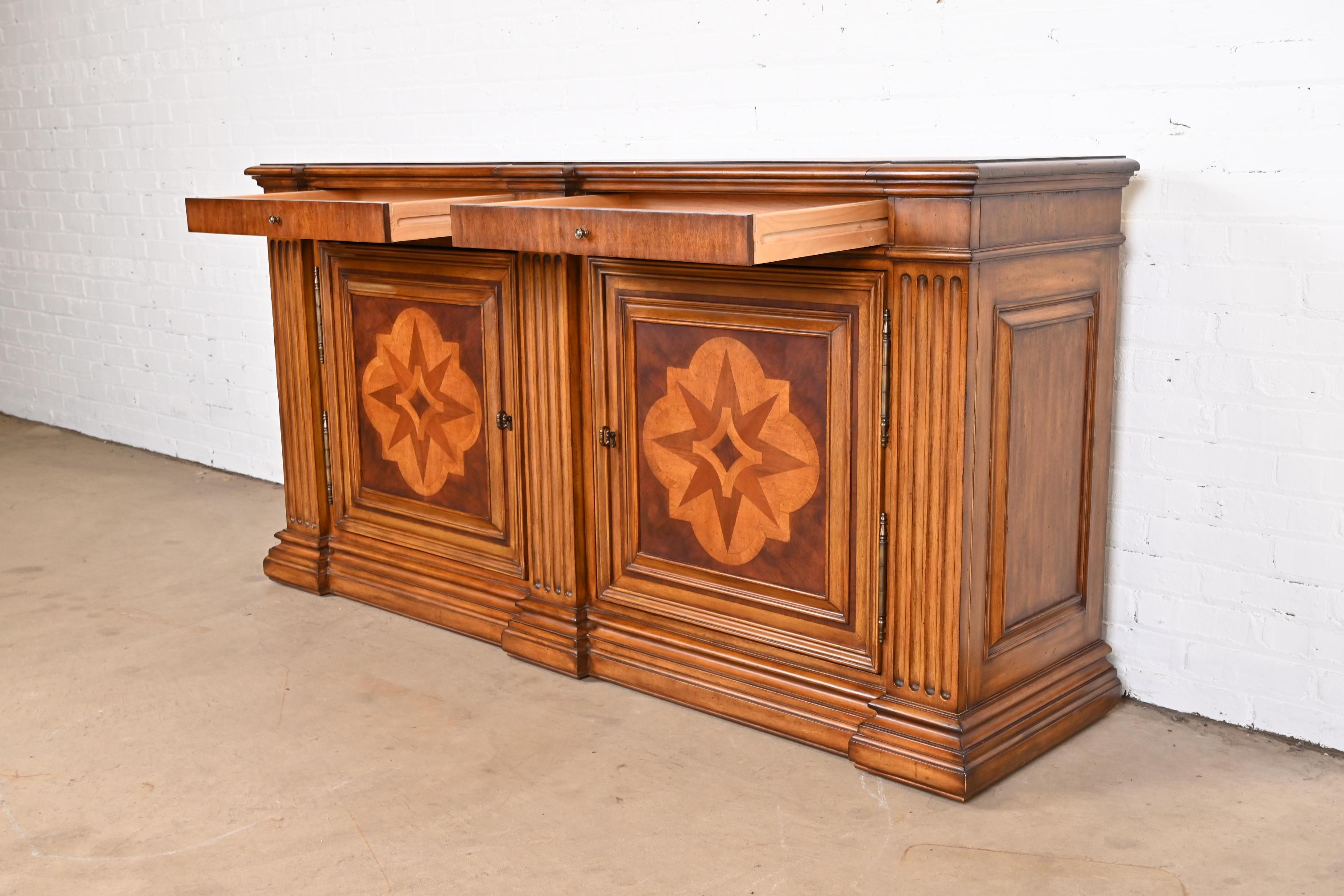 Ethan Allen Neoclassical Walnut Inlaid Marquetry Sideboard or Bar Cabinet 3