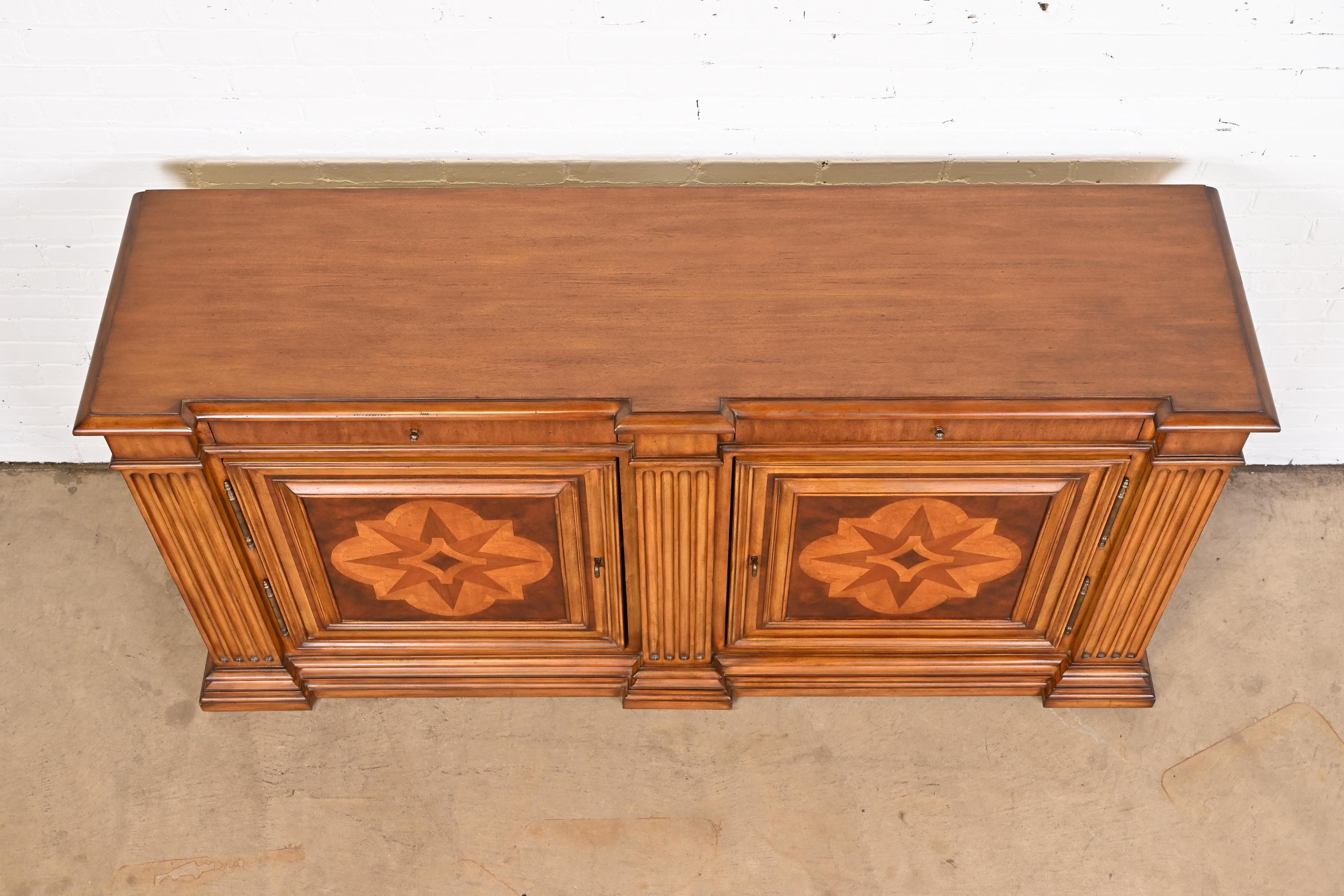 Ethan Allen Neoclassical Walnut Inlaid Marquetry Sideboard or Bar Cabinet 4