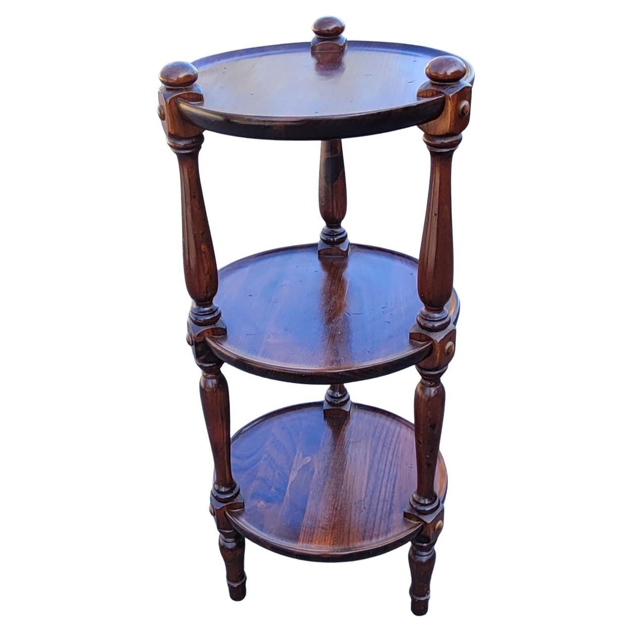 Ethan Allen Old Tavern Collection Pine 3 Tier Plant Stand Table, circa 1970s