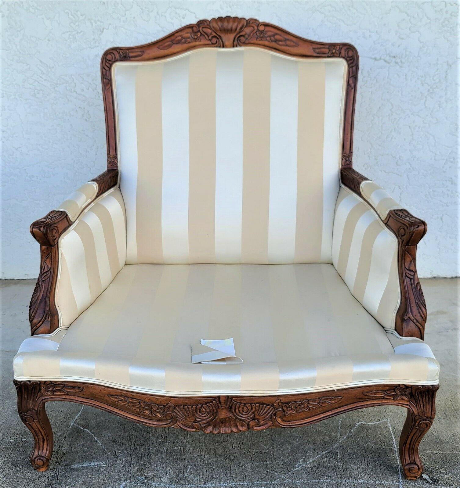 Ethan Allen Oversized French Provincial Bergere Lounge Armchair In Good Condition In Lake Worth, FL