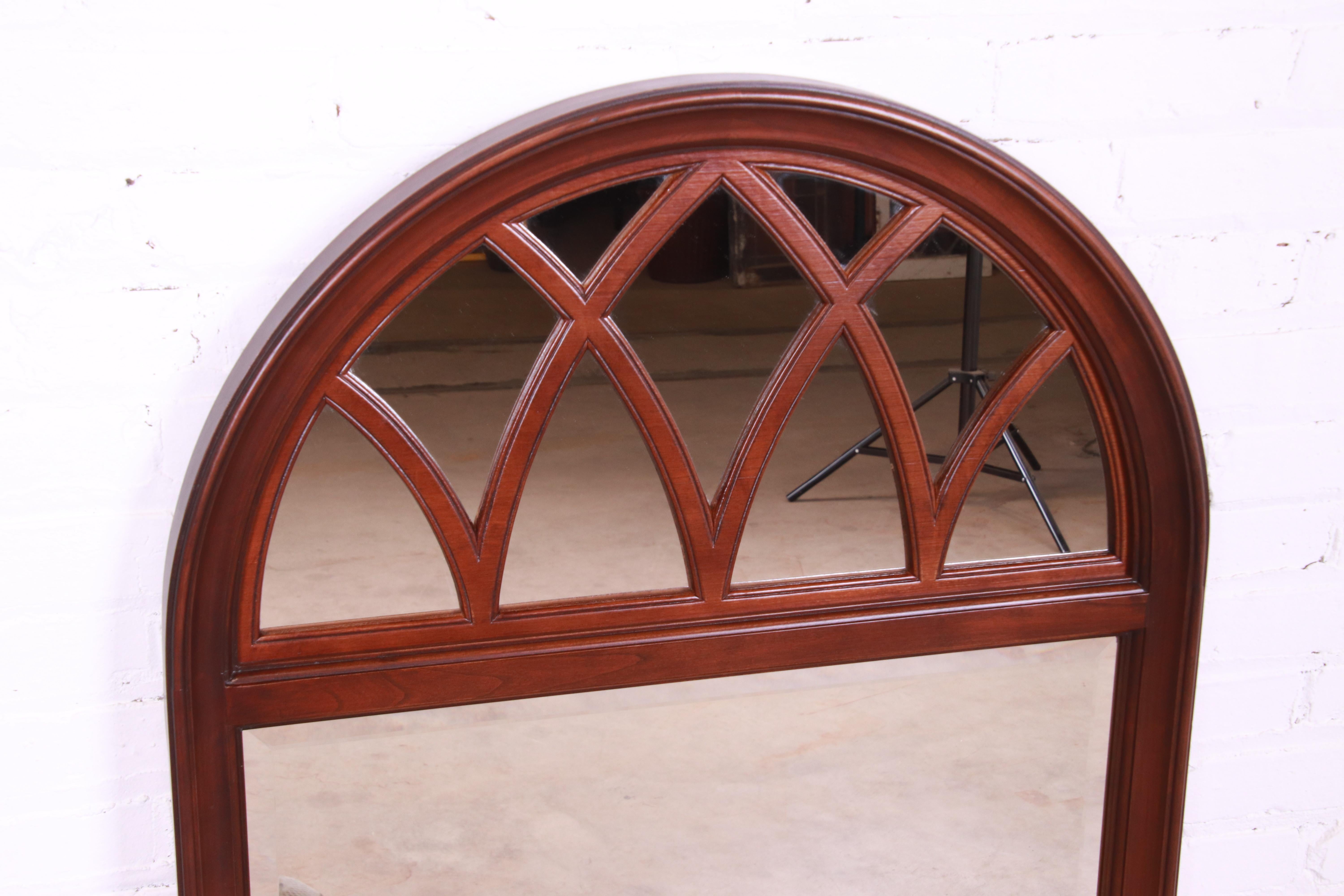 20th Century Palladian Style Mahogany Arched Wall Mirror For Sale