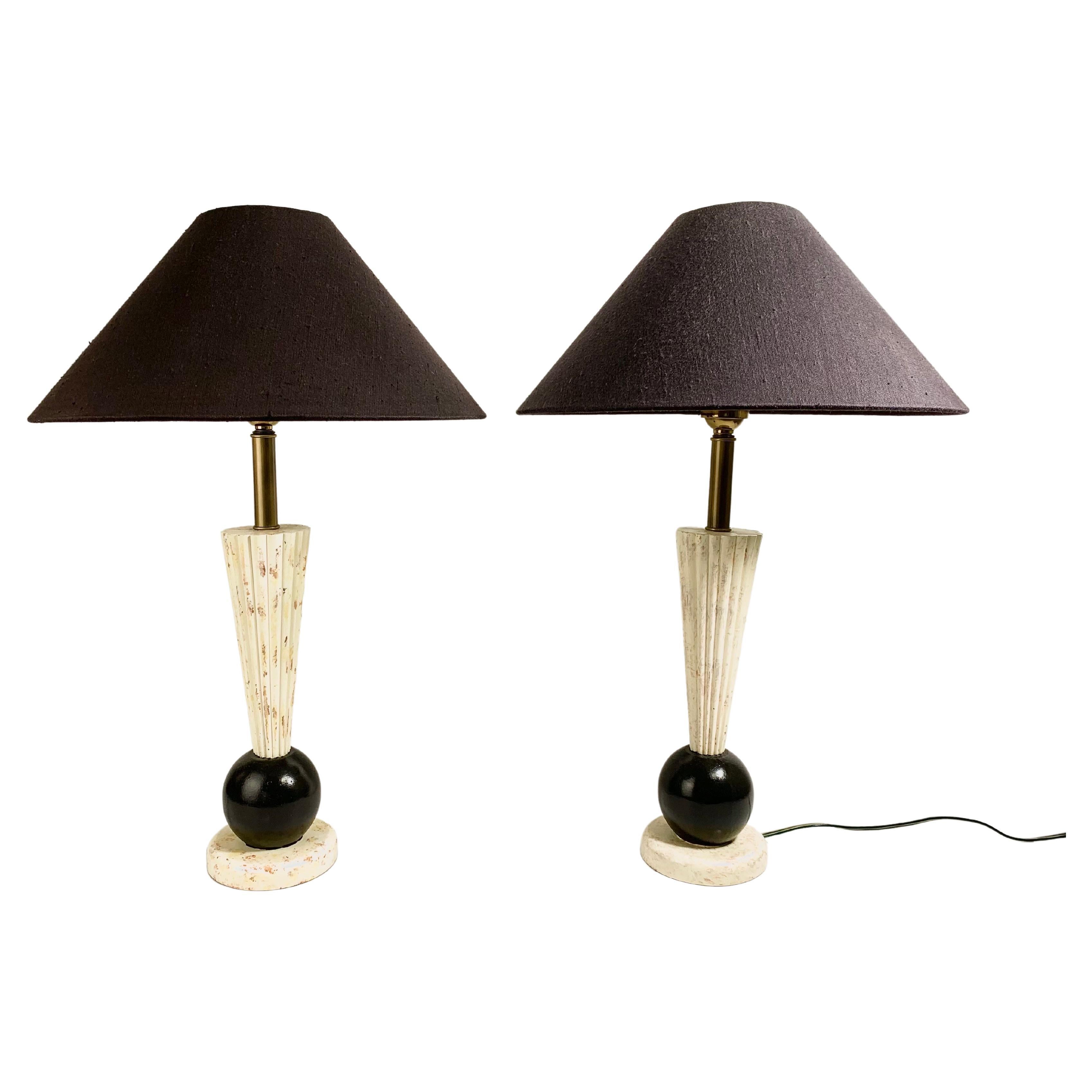 Ethan Allen Postmodern Memphis Style Lamps Pair For Sale at 1stDibs