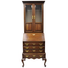Used Ethan Allen Queen Anne Cherry Wood Drop Front Secretary Desk with Curio Top