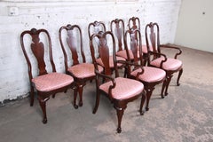 Ethan Allen Queen Anne Solid Cherry Dining Chairs, Set of Eight