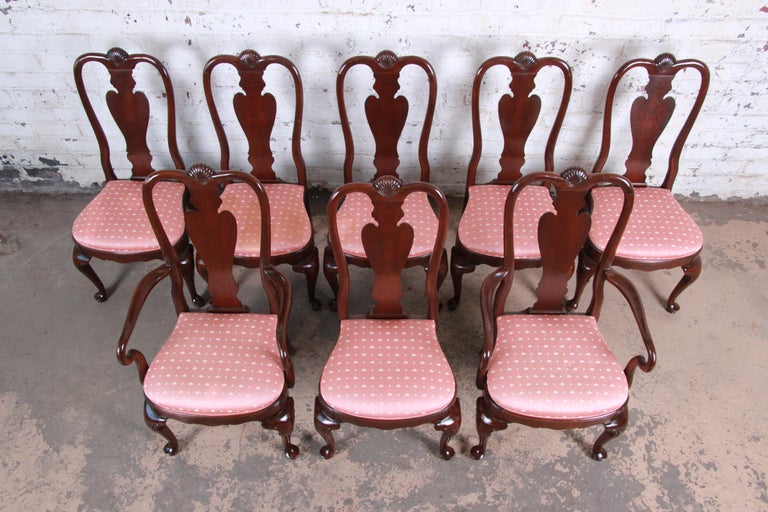 Ethan Allen Queen Anne Solid Cherry Dining Chairs, Set of Eight at 1stDibs