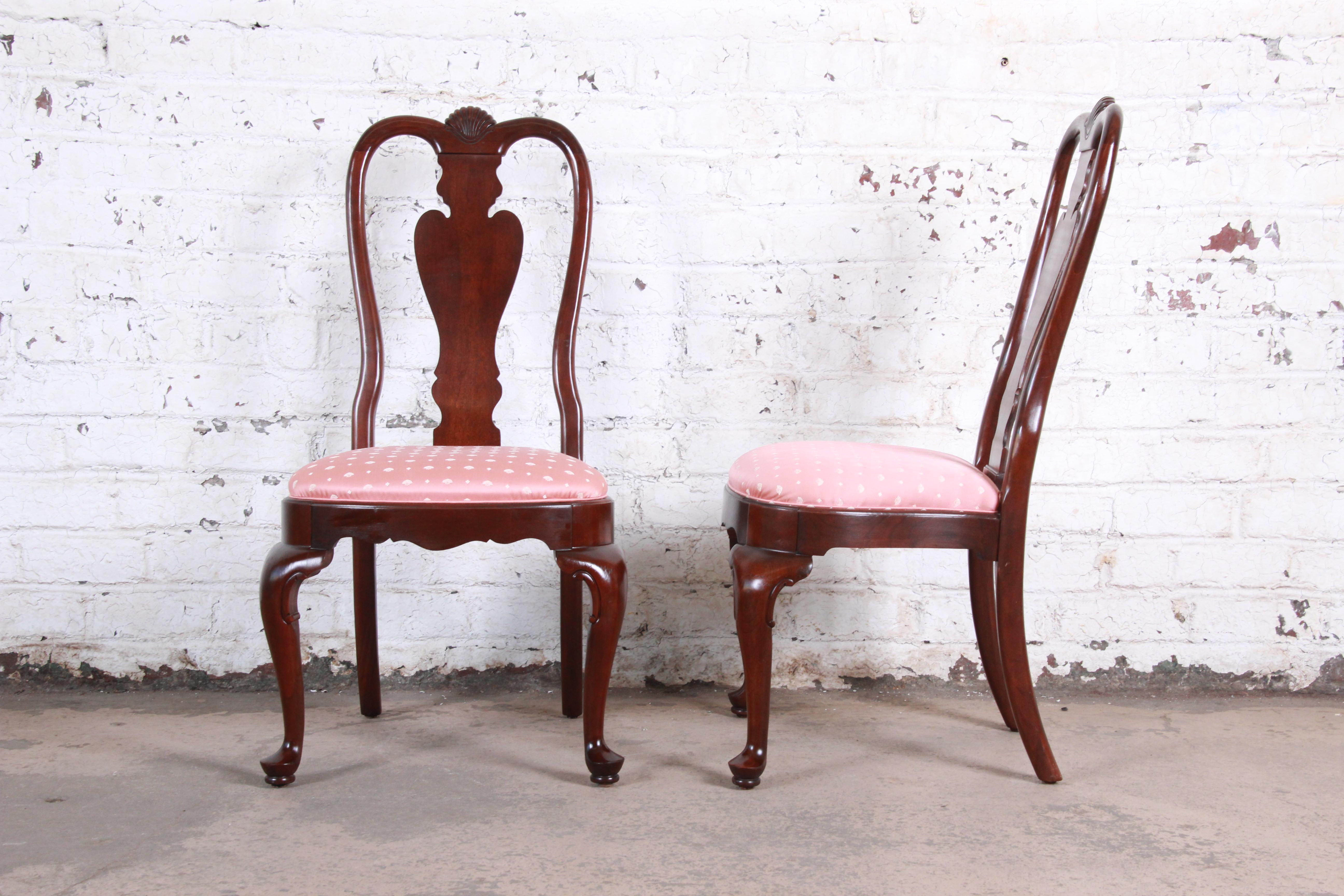 Ethan Allen Queen Anne Solid Cherry Dining Chairs Set of Eight