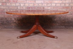 Ethan Allen Regency Banded Mahogany Pedestal Coffee Table