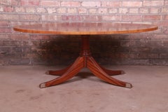 Ethan Allen Regency Banded Mahogany Pedestal Coffee Table