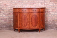 Ethan Allen Regency Inlaid Mahogany Demilune Console or Bar Cabinet, Refinished