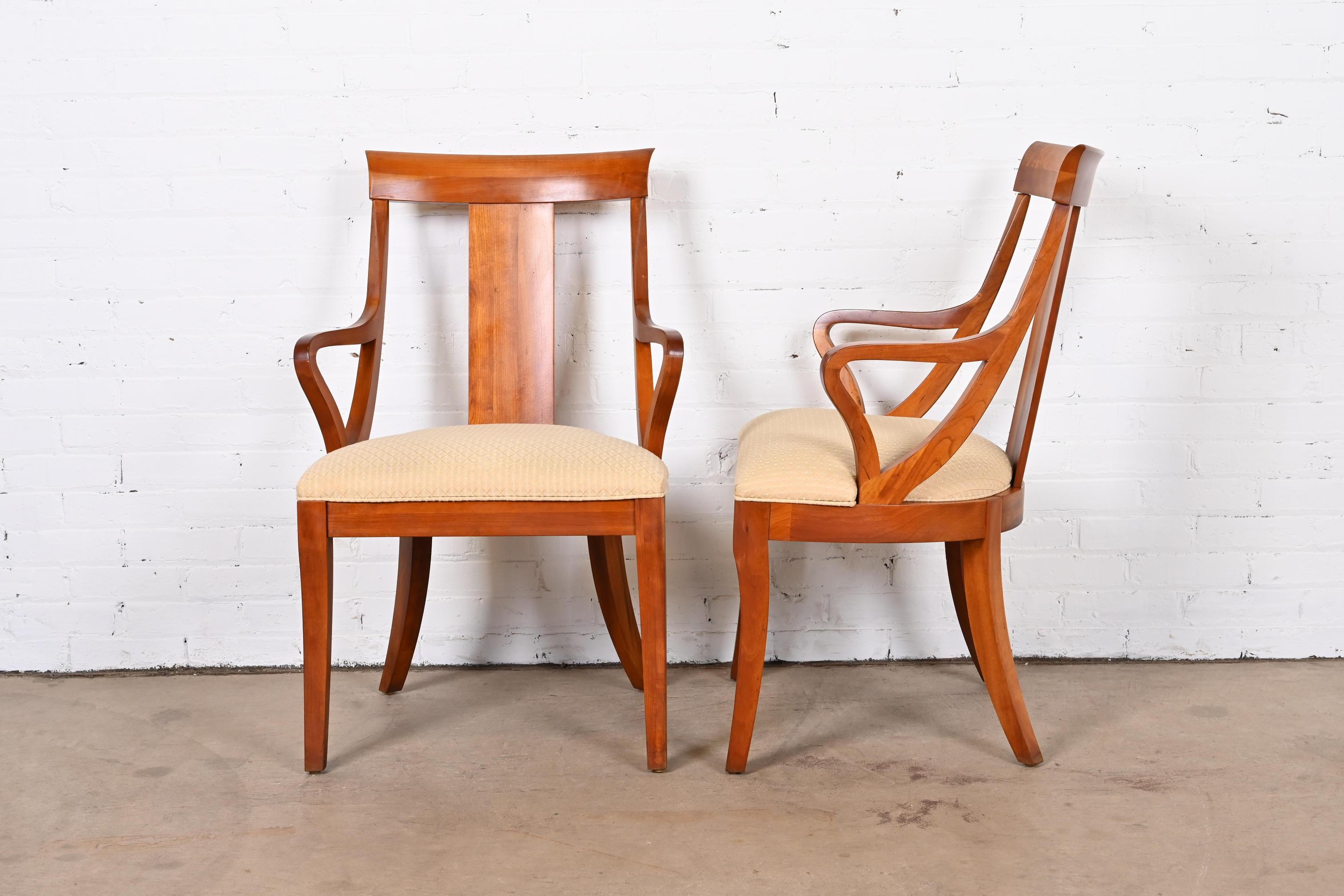 Ethan Allen Regency Klismos Style Cherry Dining Chairs, Set of Four 4