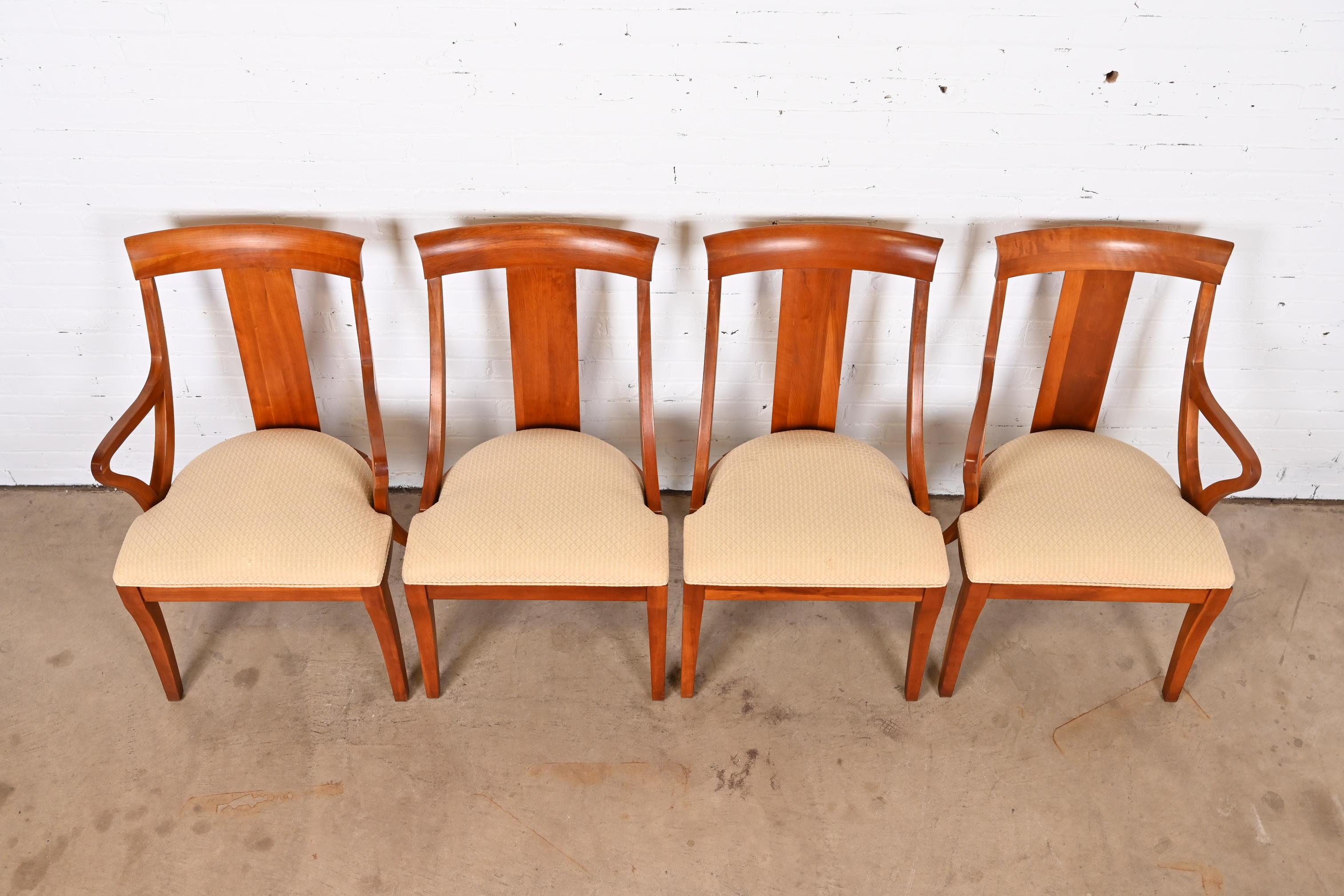 20th Century Ethan Allen Regency Klismos Style Cherry Dining Chairs, Set of Four