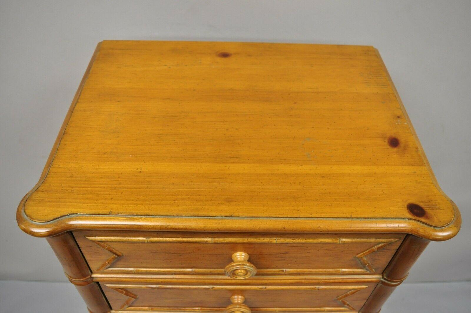 Ethan Allen Regency Style Faux Bamboo 7 Drawer Lingerie Chest Tall Dresser In Good Condition In Philadelphia, PA