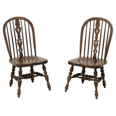 ETHAN ALLEN Royal Charter Oak Bowback Windsor Dining Side Chairs - Pair A