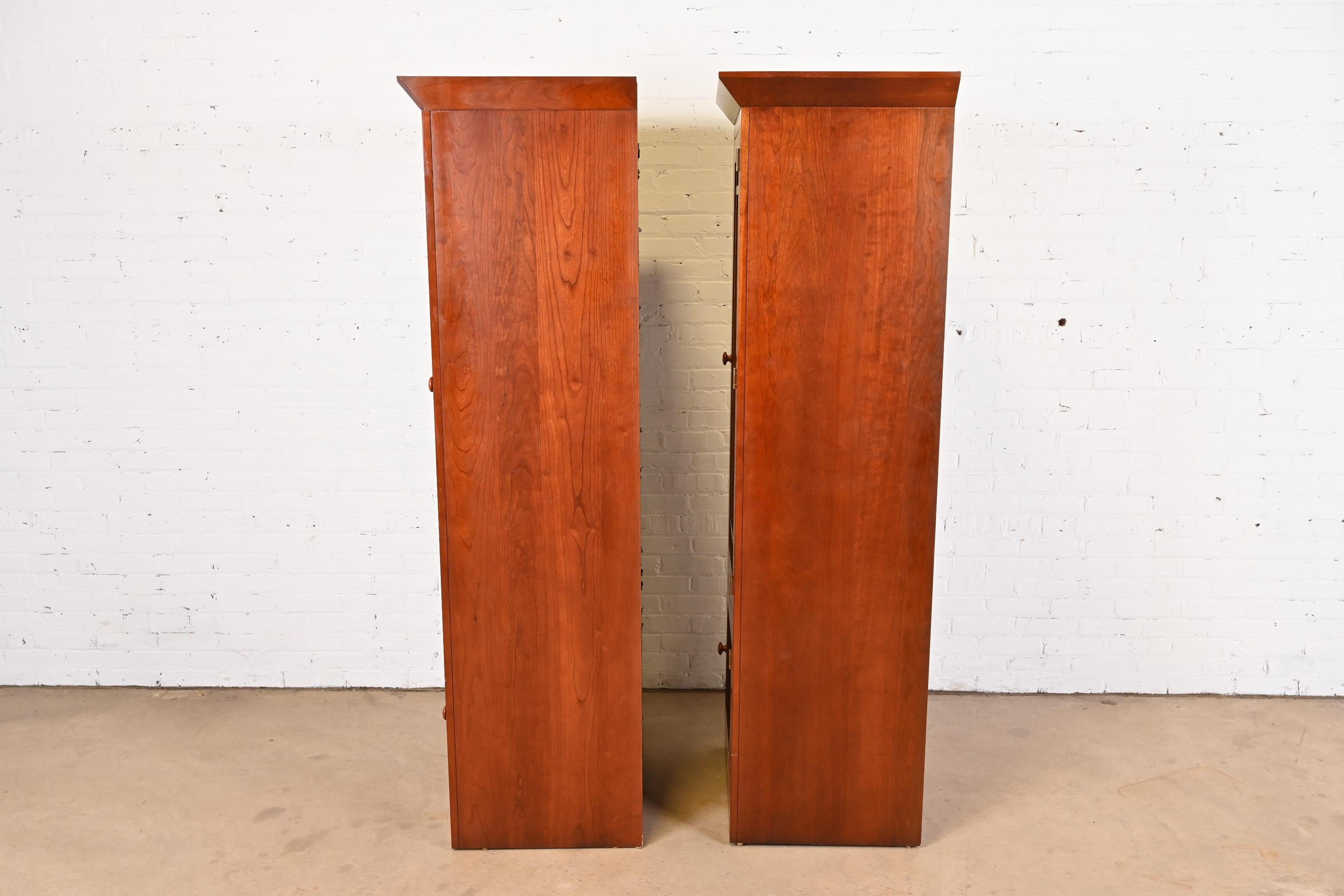 Shaker Cherry Wood Bookcases or Media Cabinets, Pair For Sale 6
