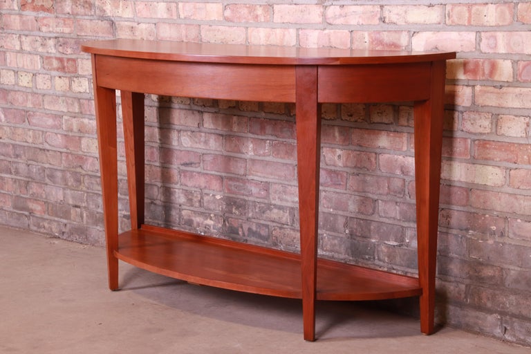 Ethan Allen Solid Cherry Demilune Console Table at 1stDibs