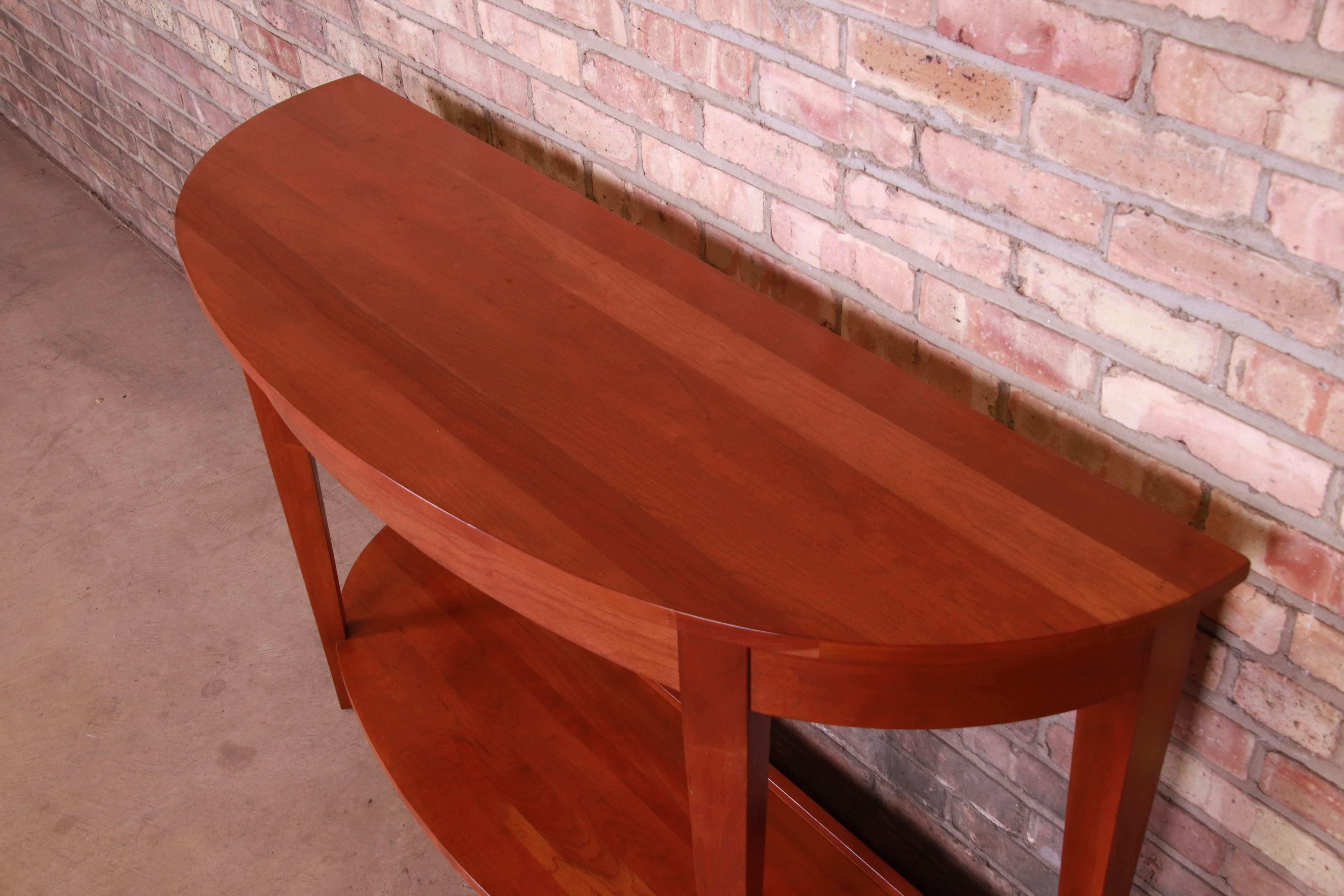 Ethan Allen Solid Cherry Demilune Console Table In Good Condition In South Bend, IN