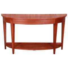 Retro Ethan Allen Solid Cherry Demilune Console Table