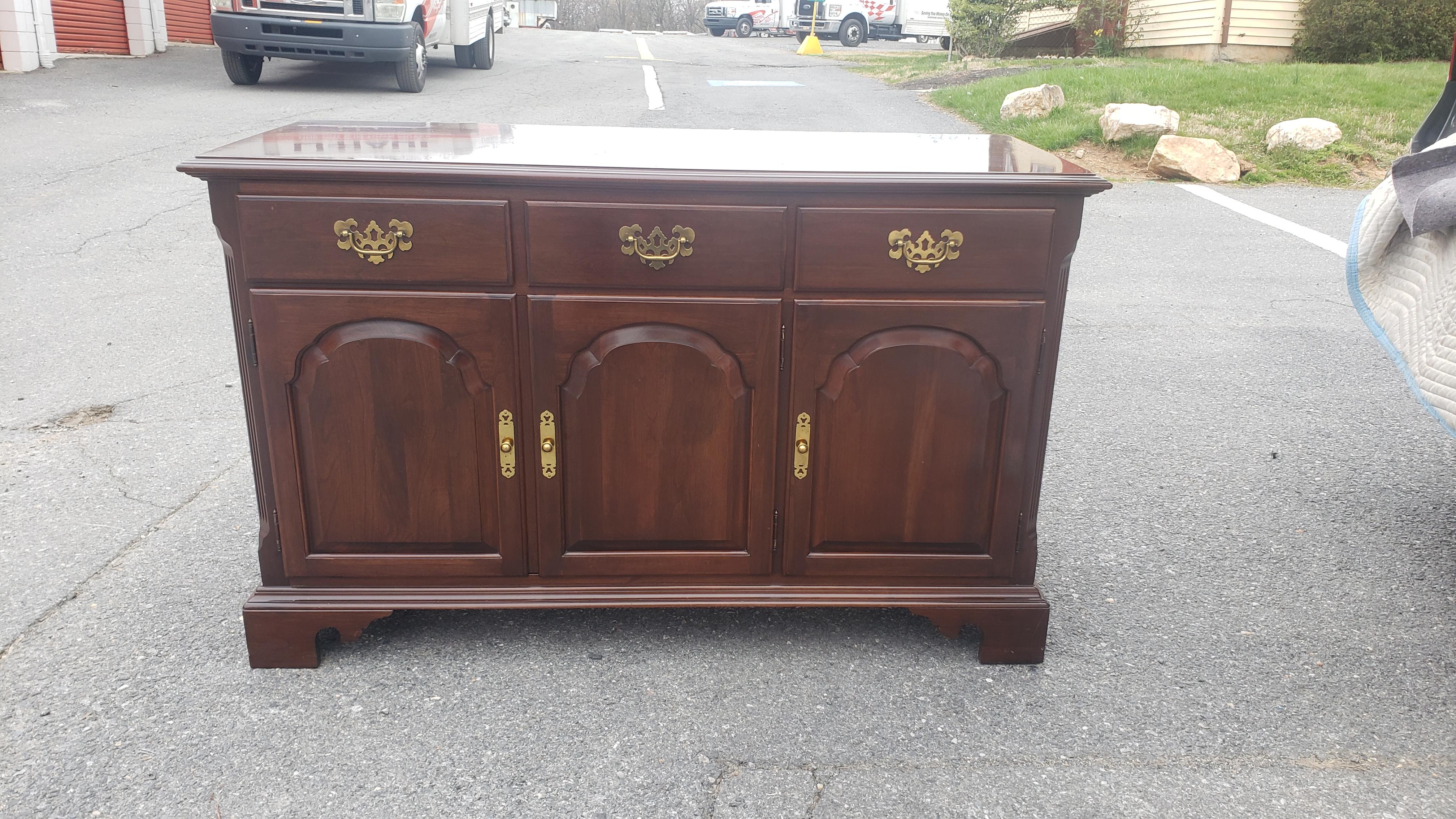 Solid Cherry Mid-Size Buffet Credenza with Protective Glass Top 1