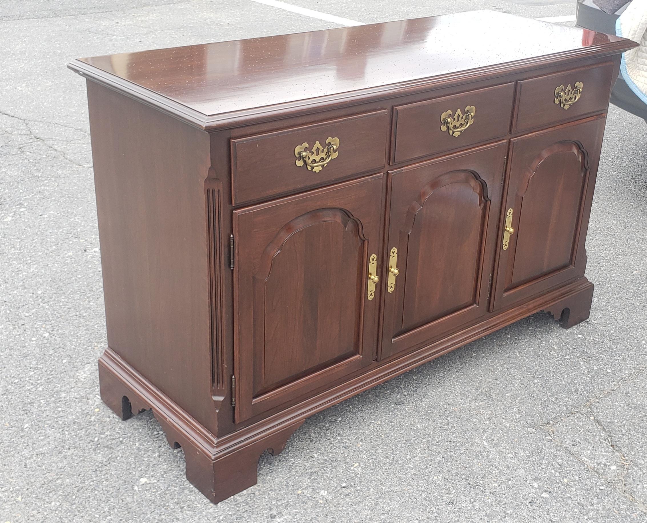 American Solid Cherry Mid-Size Buffet Credenza with Protective Glass Top