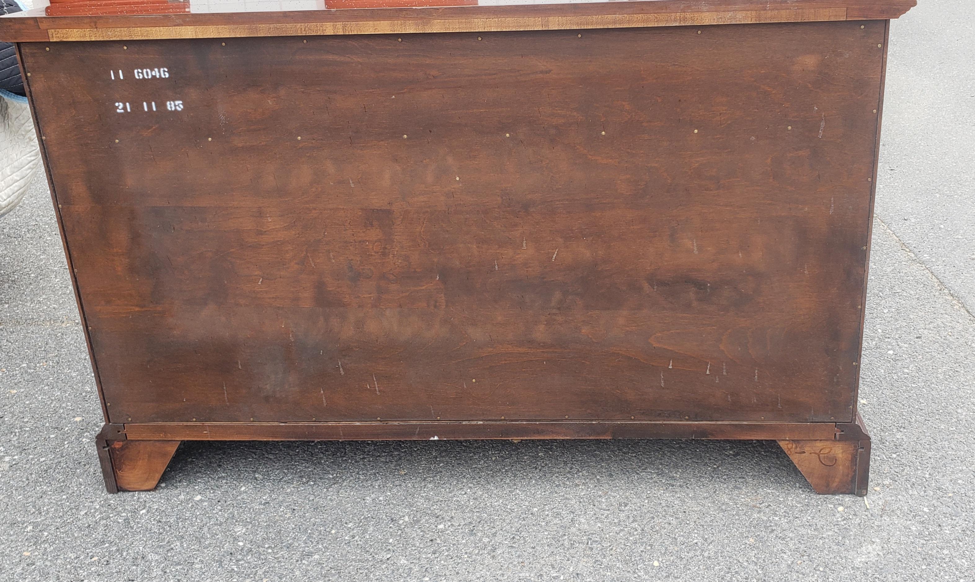 Solid Cherry Mid-Size Buffet Credenza with Protective Glass Top In Excellent Condition In Germantown, MD