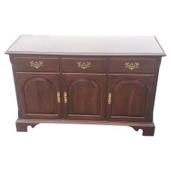 Vintage Solid Cherry Mid-Size Buffet Credenza with Protective Glass Top
