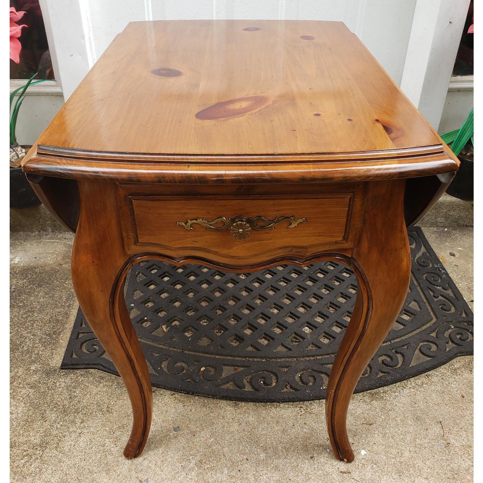 20th Century Ethan Allen Solid Pine Drop Leaf Side Table, 1970s