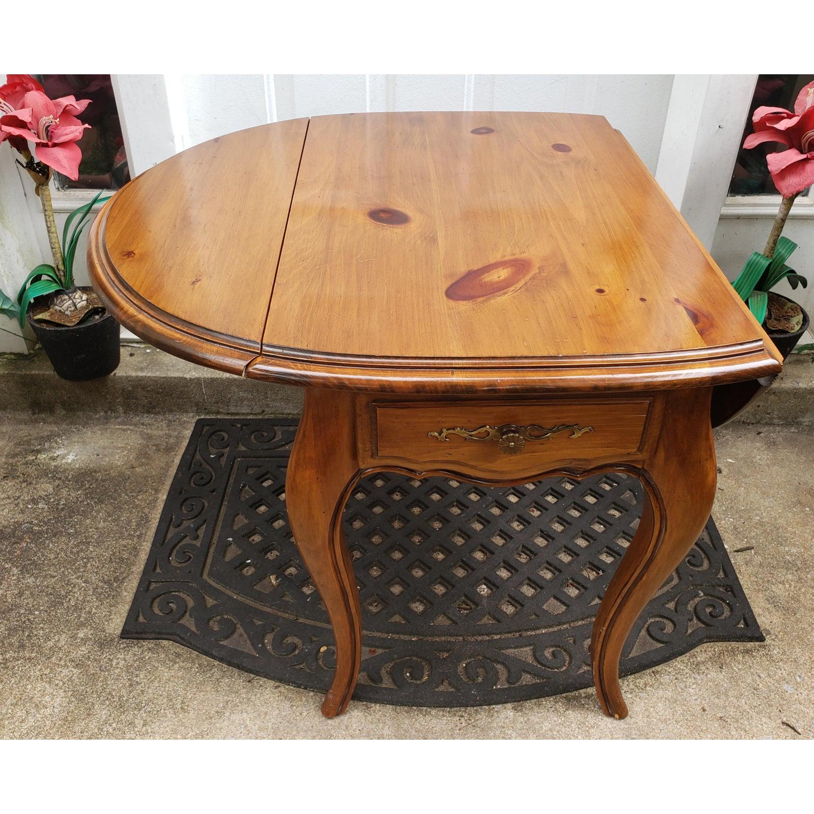 Mid-Century Modern Ethan Allen Solid Pine Drop Leaf Side Table, 1970s