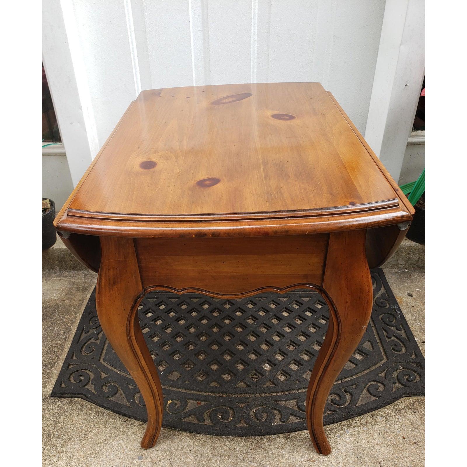 American Ethan Allen Solid Pine Drop Leaf Side Table, 1970s