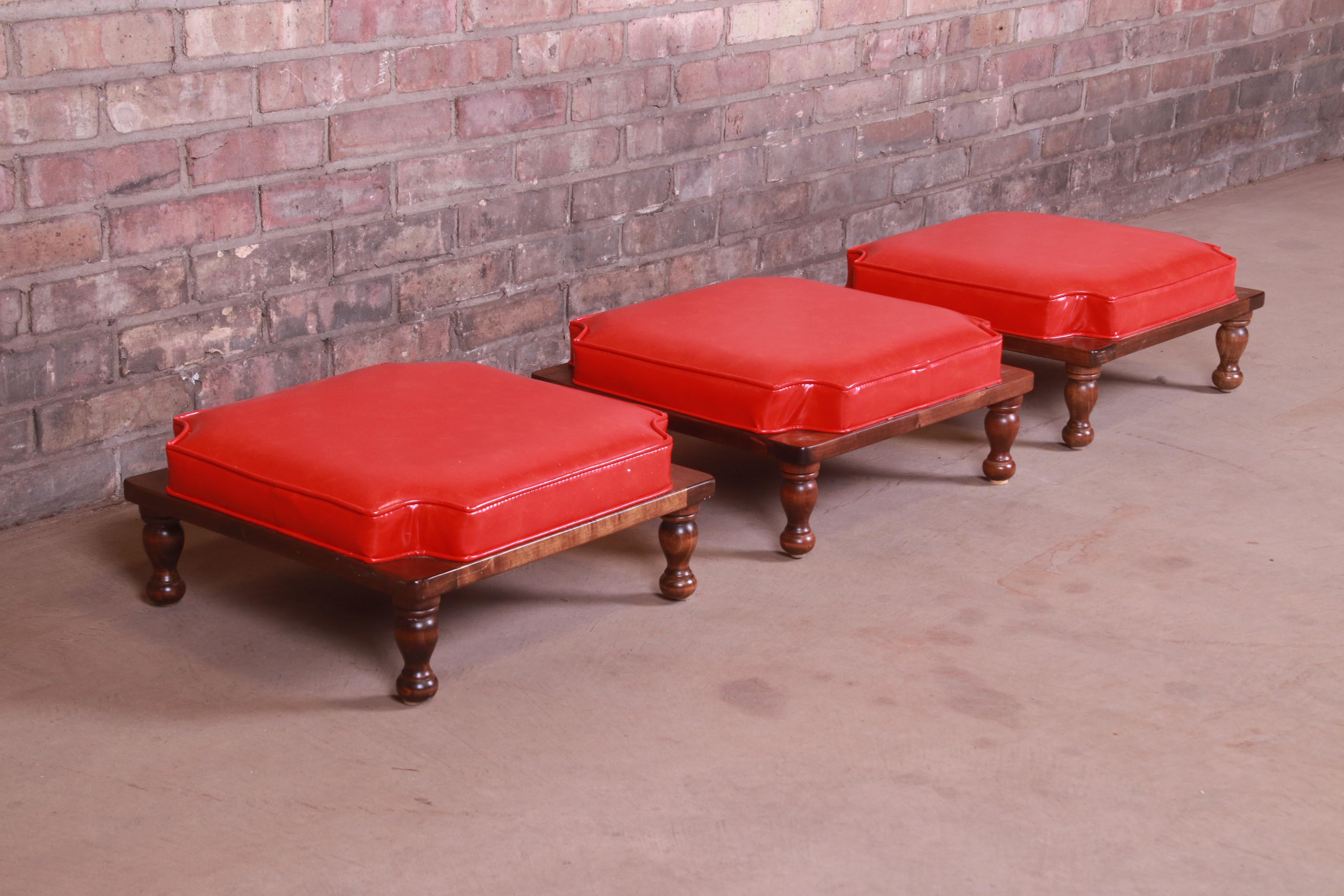 American Ethan Allen Stacking Footstools or Ottomans, Set of Three
