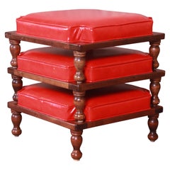 Used Ethan Allen Stacking Footstools or Ottomans, Set of Three