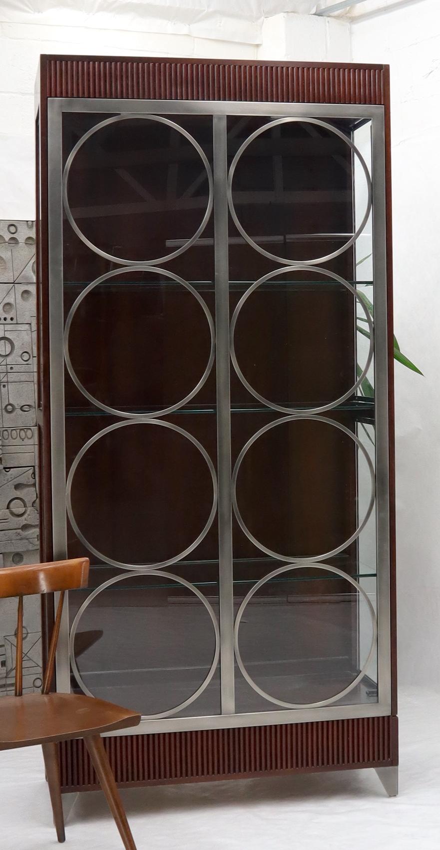 Mid-Century Modern Ethan Allen Tall Rectangular Glass Display Cabinet Adjustable Shelves