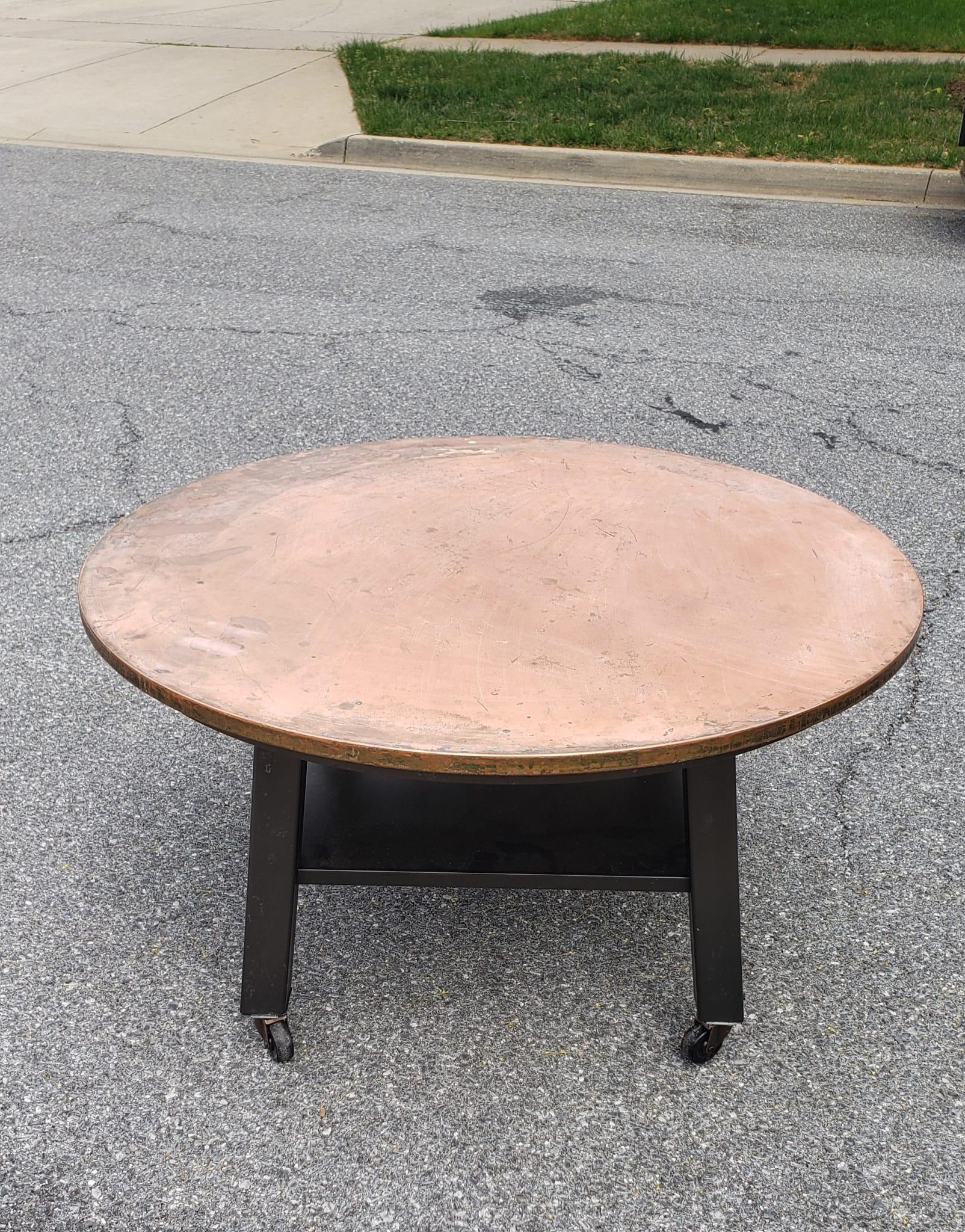 ethan allen copper top coffee table