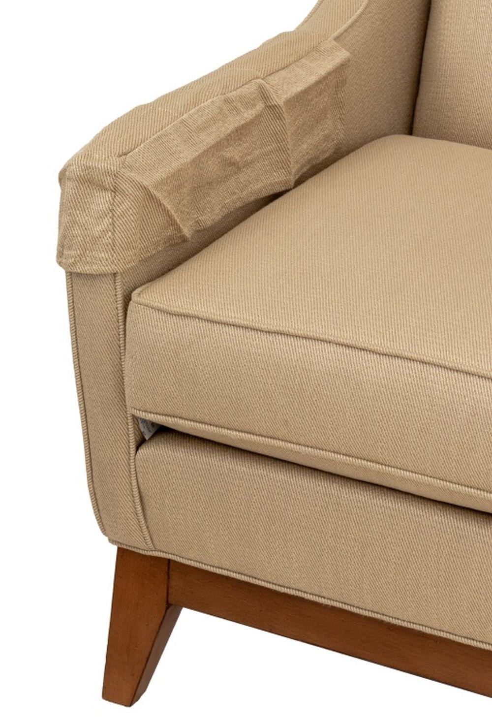 American Ethan Allen Upholstered Wingback Chair & Ottoman For Sale