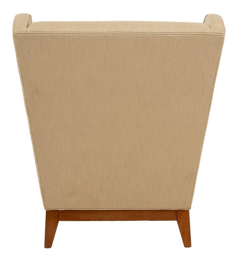 Ethan Allen Upholstered Wingback Chair & Ottoman For Sale 1