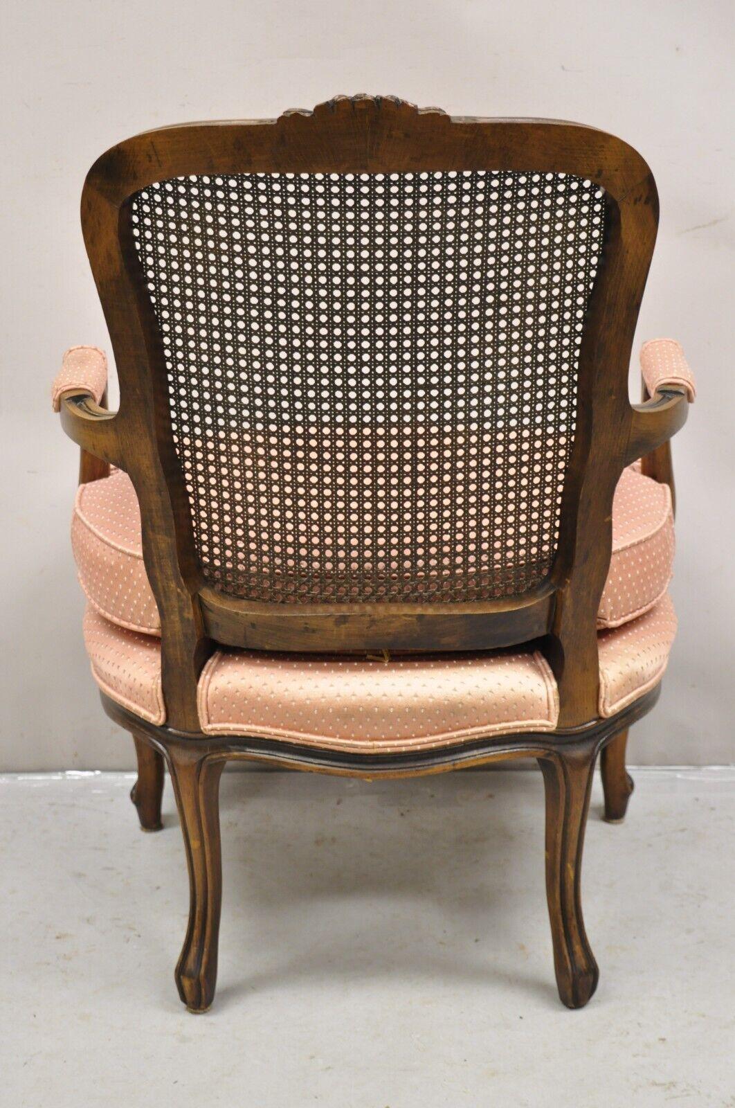 Ethan Allen Vintage French Country Louis XV Style Cane Fauteuil Lounge Chair 5