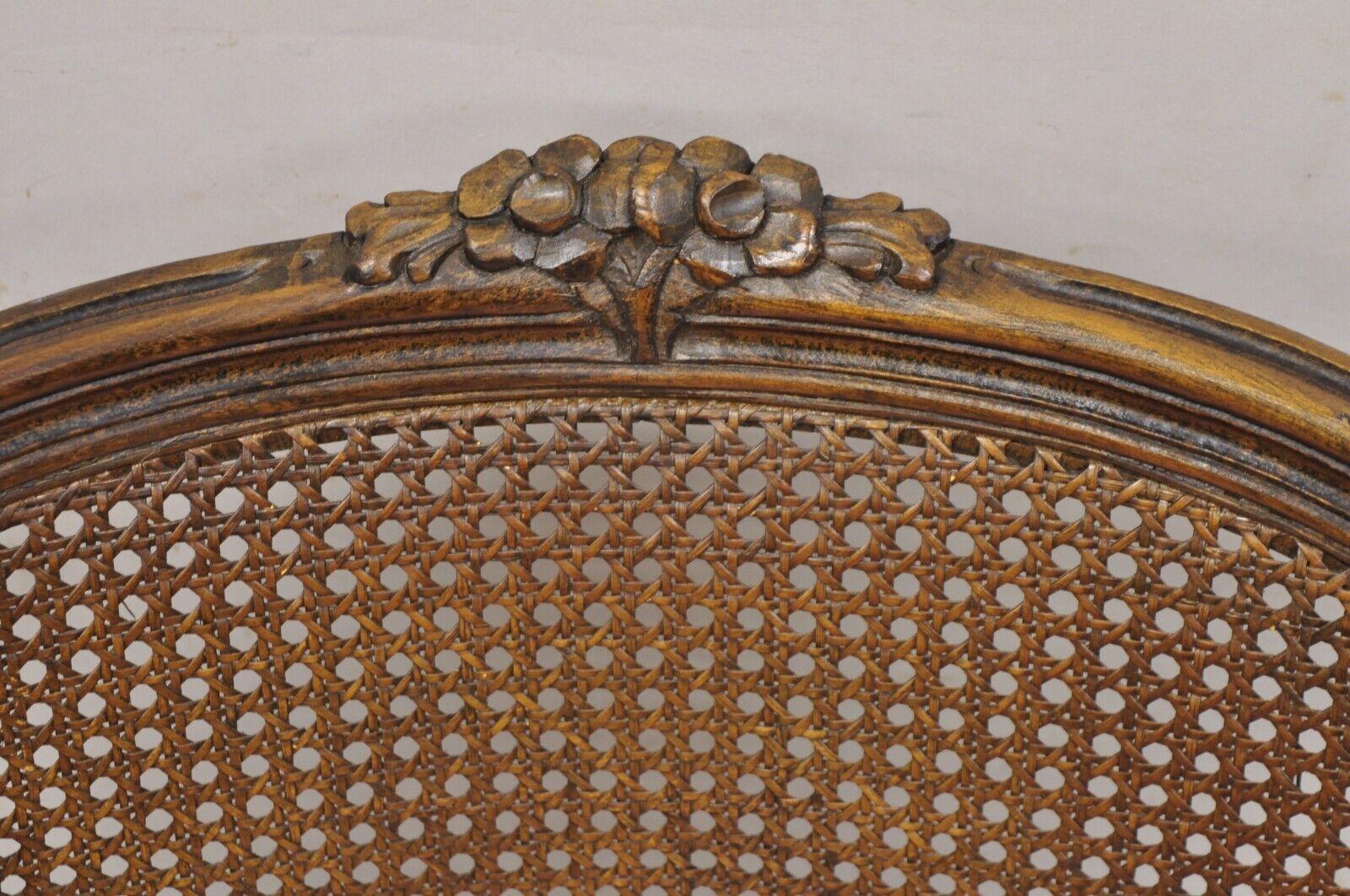 20th Century Ethan Allen Vintage French Country Louis XV Style Cane Fauteuil Lounge Chair