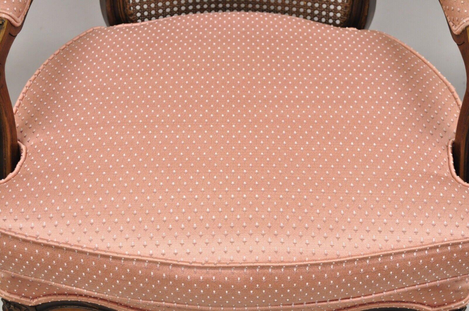 Ethan Allen Vintage French Country Louis XV Style Cane Fauteuil Lounge Chair 1