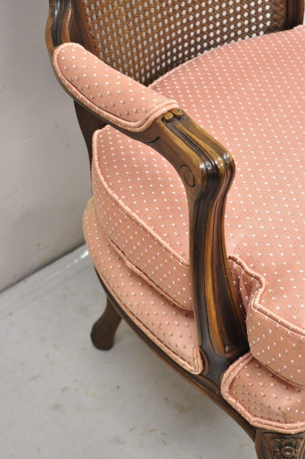 Ethan Allen Vintage French Country Louis XV Style Cane Fauteuil Lounge Chair 2