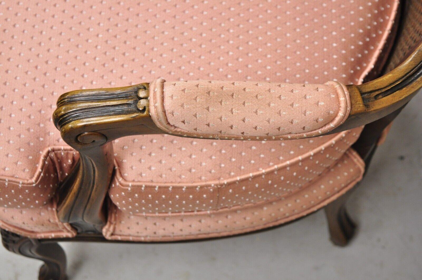 Ethan Allen Vintage French Country Louis XV Style Cane Fauteuil Lounge Chair 3